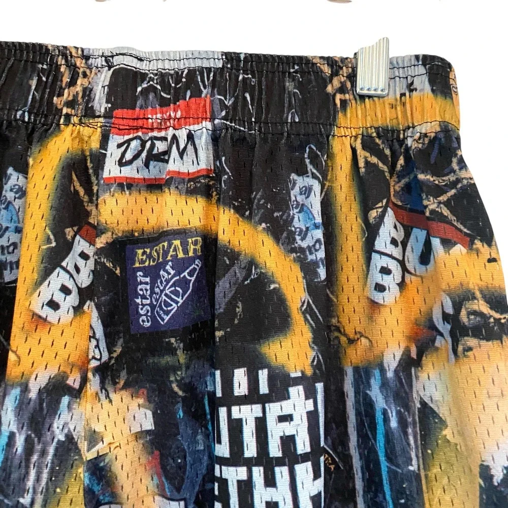 Inaka Power Graffiti Print Mesh Shorts Men Large Streetwear Athletic Drawstring - Picture 6 of 11